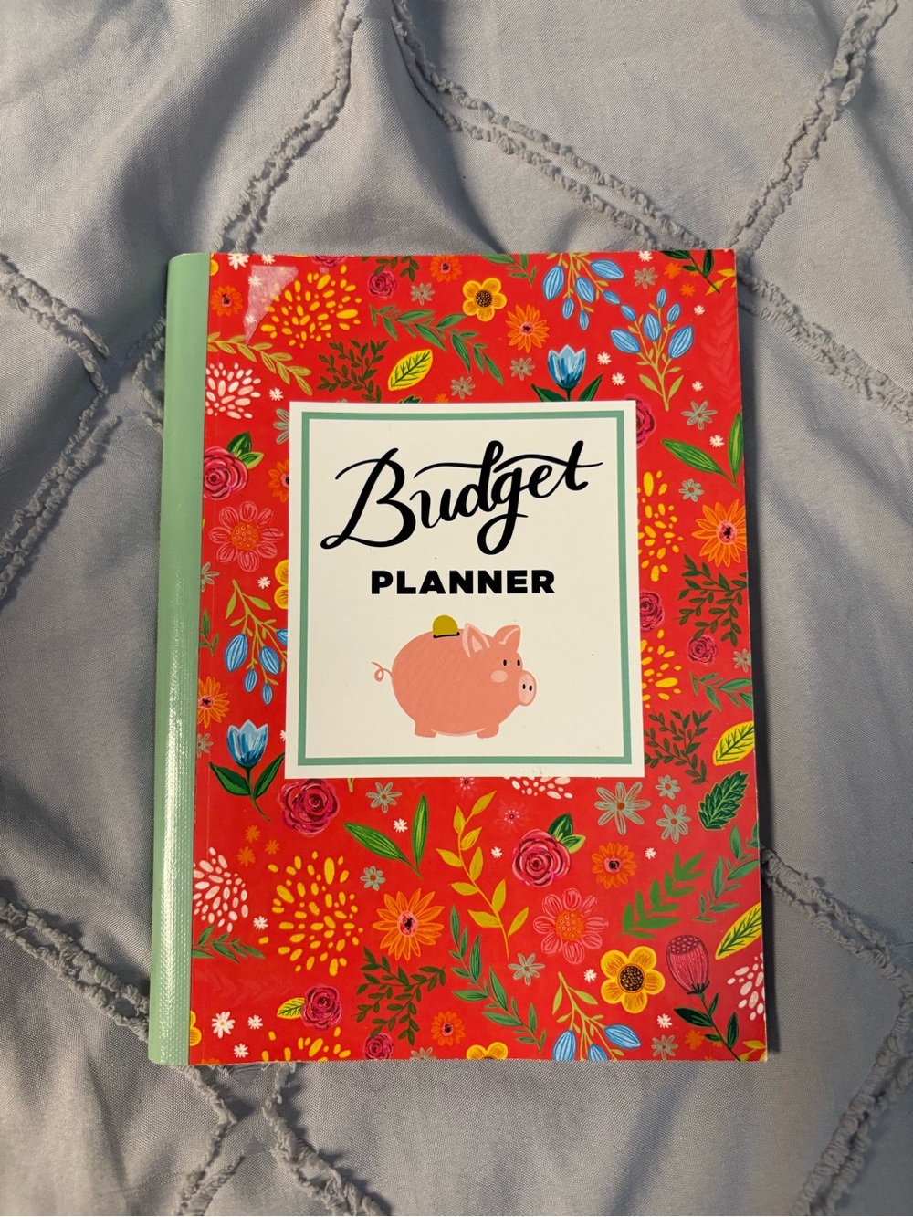 Budget Planner Notebook - Floral Red with Mint Spine